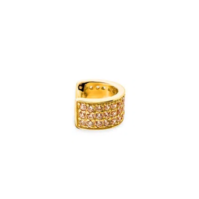 Sally Skoufis Women's Gold / Yellow / Orange Destiny Ear Cuff With Man Made Champagne Diamonds In Gold In Multi