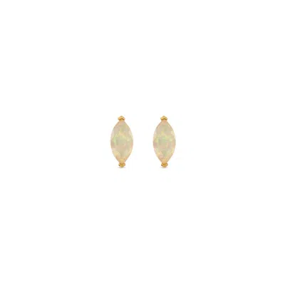 Sally Skoufis Women's Gold / Yellow / Orange Natural Stud Earrings With Natural Opal In Yellow Gold In Multi