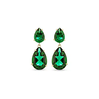 Sally Skoufis Women's Green / Gold Liberty Earrings With Man Made Emerald In 18k Gold Vermeil In Multi