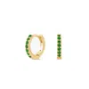 Sally Skoufis Women's Green / Gold Light Huggie Earrings With Man Made Emeralds In 18k Gold Vermeil In Multi
