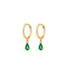 Sally Skoufis Women's Green / Gold Pure Drop Alchemy Huggie Earrings With Man Made Emeralds In 18k Gold Vermeil In Multi