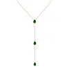 Sally Skoufis Women's Green / Gold Pure Droplet Lariat With Man Made Emeralds In 18k Gold Vermeil In Multi