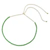 Sally Skoufis Women's Green / Gold Solitaire Chain Necklace With Man Made Emeralds & Cz Diamond Stimulant In 18k G