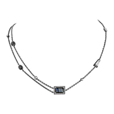 Sally Skoufis Women's Green / Silver / Blue Polarity Necklace With Natural Black Diamond & Labradorite In Premium  In Multi