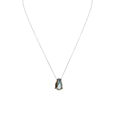 Sally Skoufis Women's Green / Silver / Blue Pure Droplet Necklace With Labradorite In Sterling Silver In Multi