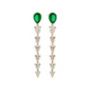 Sally Skoufis Women's Green / White / Gold Pure Cascade Earrings With Man Made Emeralds & Cz Diamond Stimulant In  In Multi