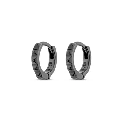 Sally Skoufis Women's Honeycomb Huggie Earrings In Black Rhodium