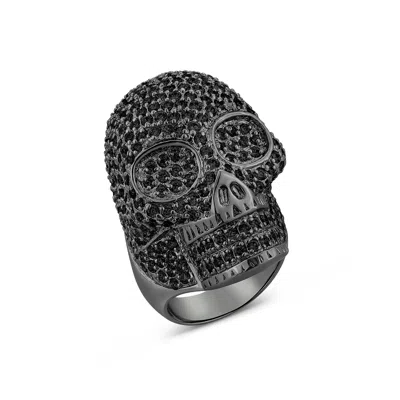 Sally Skoufis Women's Life Ring With Man Made Black Diamonds In Black Rhodium