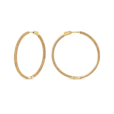 Sally Skoufis Women's Pursuit Pave Hoops With Man Made Cz Diamond Stimulant In Sterling Silver & 18k Gold Vermeil