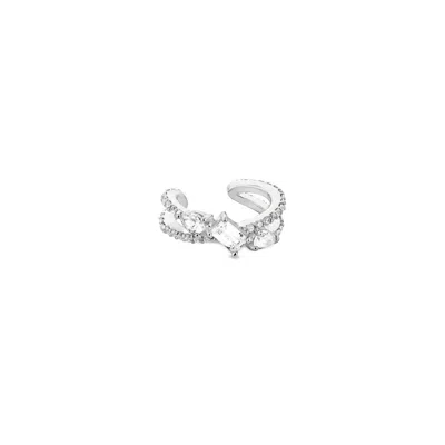 Sally Skoufis Women's Silver / White Baguette Ear Cuff With Man Made Cz Diamond Stimulant In Sterling Silver In Multi
