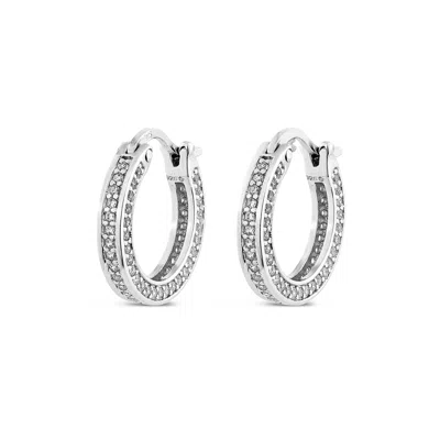 Sally Skoufis Women's Silver / White Boundless Earrings With Man Made Cz Diamond Stimulant In Sterling Silver In Multi
