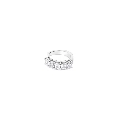 Sally Skoufis Women's Silver / White Hybrid Ear Cuff With Man Made Cz Diamond Stimulant In Sterling Silver In Multi