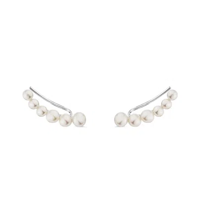 Sally Skoufis Women's Silver / White Luna Ear Climber With Natural White Pearl In Sterling Silver In Multi