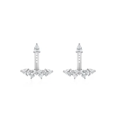 Sally Skoufis Women's Silver / White Pure Ear Jacket With Man Made Cz Diamond Stimulant In Sterling Silver In Multi