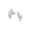 Sally Skoufis Women's Silver / White Renaissance Stud Earrings With Man Made Cz Diamond Stimulant In Sterling Silv In Multi