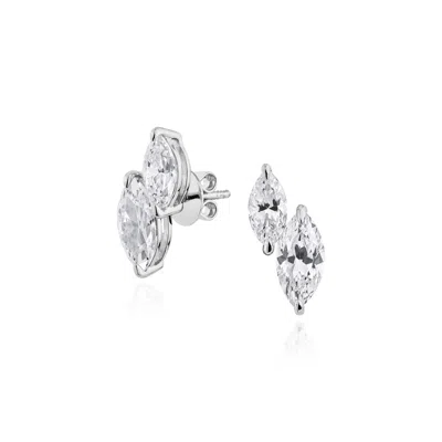 Sally Skoufis Women's Silver / White Renaissance Stud Earrings With Man Made Cz Diamond Stimulant In Sterling Silv In Multi