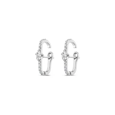 Sally Skoufis Women's Silver / White Revolution Huggie With Man Made Cz Diamond Stimulant In Sterling Silver In Multi