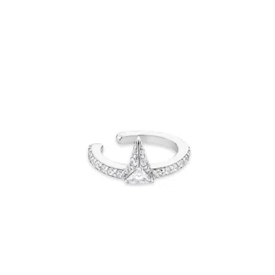 Sally Skoufis Women's Silver / White Urge Ear Cuff With Man Made Cz Diamond Stimulant In Sterling Silver In Multi