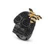 Sally Skoufis Women's White / Black / Gold Renewal Ring With Man Made Black Cz Diamond Stimulant & Black Enamel In In Multi