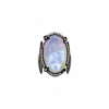 Sally Skoufis Women's White / Black Quest Ring With Natural Black Diamond & Moonstone In Premium Black Rhodium In Multi