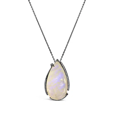 Sally Skoufis Women's White / Black Surrender Necklace With Natural Black Diamond & Moonstone In Premium Black Rho In Multi