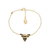 Sally Skoufis Women's White / Gold / Black Queen Bee Bracelet With Man Made Cz Diamond Stimulant & Black Enamel In In Multi