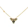 Sally Skoufis Women's White / Gold / Black Queen Bee Necklace With Man Made Cz Diamond Stimulant & Black Enamel 18 In Multi