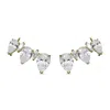 Sally Skoufis Women's White / Gold Cascade Ear Climber New Frontier With Man Made Cz Diamond Stimulant In 18k Gold