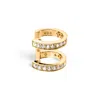 Sally Skoufis Women's White / Gold Edge Duo Ear Cuff With Man Made Cz Diamond Stimulant In Sterling Silver & 18k G In Multi