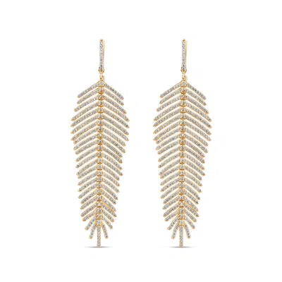 Sally Skoufis Women's White / Gold Freedom Earrings With Man Made Cz Diamond Stimulant In 18k Gold Vermeil In Multi