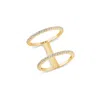 Sally Skoufis Women's White / Gold Layer Ring With Man Made Cz Diamond Stimulant In Sterling Silver & 18k Gold Ver In Multi