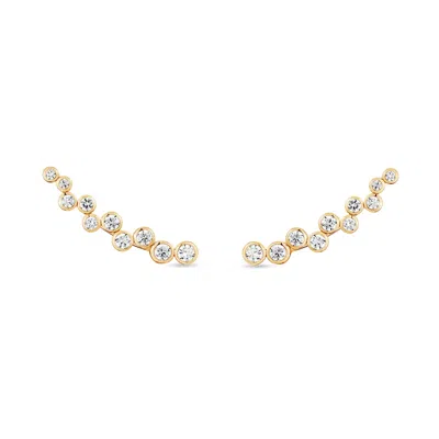 Sally Skoufis Women's White / Gold Minx Ear Climber With Man Made Cz Diamond Stimulant In Sterling Silver & 18k Go In Multi