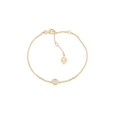Sally Skoufis Women's White / Gold Minx Solitaire Bracelet With Man Made Cz Diamond Stimulant In 18k Gold Vermeil In Multi