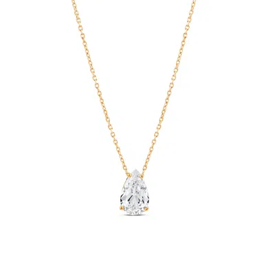 Sally Skoufis Women's White / Gold Pure Droplet Necklace Grande With Man Made Cz Diamond Stimulant In 18k Gold Ver In Multi