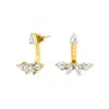 Sally Skoufis Women's White / Gold Pure Ear Jacket With Man Made Cz Diamond Stimulant In Sterling Silver & 18k Gol