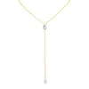 Sally Skoufis Women's White / Gold Pure Lariat With Man Made Cz Diamond Stimulant In Sterling Silver & 18k Gold Ve In Multi