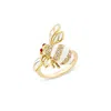 Sally Skoufis Women's White / Gold Queen Bee Midi Ring With Man Made Cz Diamond Stimulant & Ivory Enamel In 18k Go In Multi