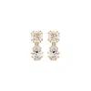 Sally Skoufis Women's White / Gold Splice Drop Earrings With Man Made Cz Diamond Stimulant In 18k Gold Vermeil