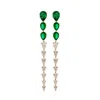 Sally Skoufis Women's White / Green / Gold Pure Drop Grande Earring With Man Made Emerald & Cz Diamond Stimulant I In Multi