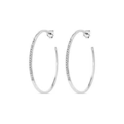 Sally Skoufis Women's White / Silver Adventure Earrings With Man Made Cz Diamond Stimulant In Sterling Silver In Multi