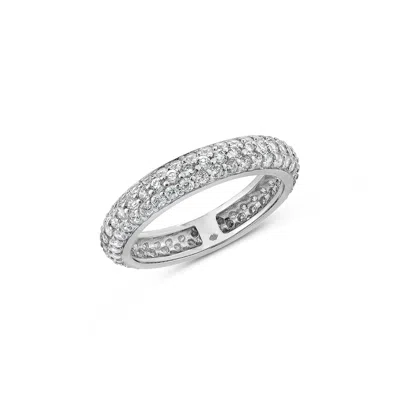 Sally Skoufis Women's White / Silver Allure Petite Ring With Man Made Cz Diamond Stimulant In Sterling Silver In Multi