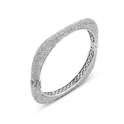Sally Skoufis Women's White / Silver Behold Bangle With Man Made White Diamonds In Sterling Silver In White/silver