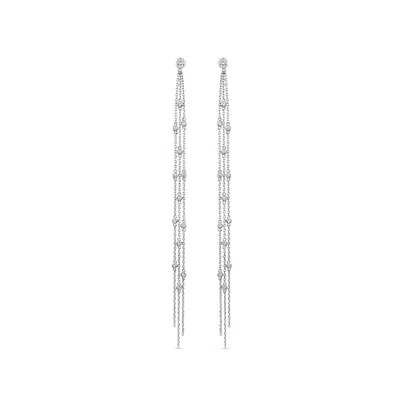Sally Skoufis Women's White / Silver Bold Minx Earring With Man Made White Diamonds In Sterling Silver In White/silver