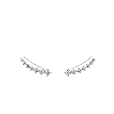 Sally Skoufis Women's White / Silver Complete Ear Climber With Man Made Cz Diamond Stimulant In Sterling Silver In Multi