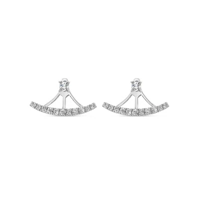 Sally Skoufis Women's White / Silver Complete Ear Jacket With Man Made Cz Diamond Stimulant In Sterling Silver In Multi