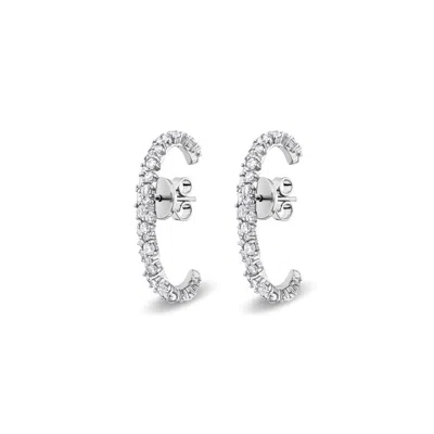 Sally Skoufis Women's White / Silver Cosmic Earring With Man Made Cz Diamond Stimulant In Sterling Silver In Multi