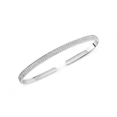 Sally Skoufis Women's White / Silver Destiny Palm Cuff With Man Made White Diamonds In Sterling Silver In Multi