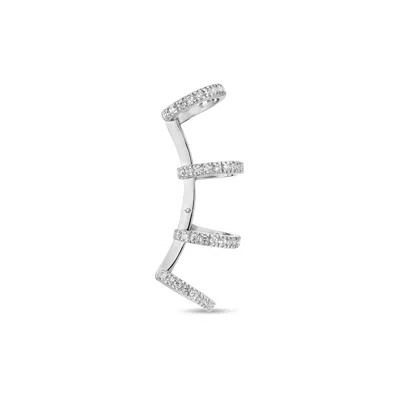 Sally Skoufis Women's White / Silver Edge Ear Cuff With Man Made Cz Diamond Stimulant In Sterling Silver In Multi