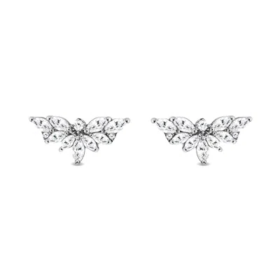 Sally Skoufis Women's White / Silver Emergence Ear Climber With Man Made Cz Diamond Stimulant In Sterling Silver In Multi