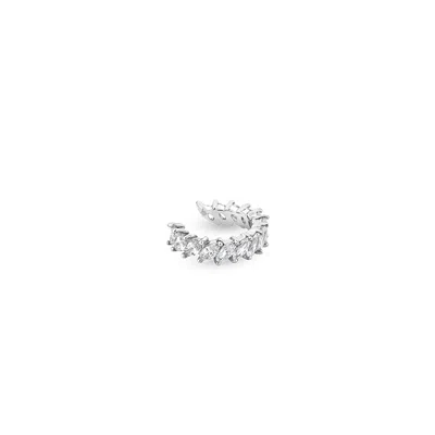 Sally Skoufis Women's White / Silver Emergence Ear Cuff With Man Made Cz Diamond Stimulant In Sterling Silver In Multi